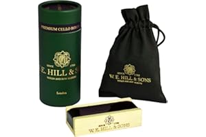 W. E. Hill & Sons Premium Dark/Medium Hard Cello Rosin - for Advanced and Profesional Players - with Presentation Case, Drawstring Storage Bag and Maple Holder.