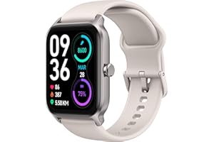 TOOBUR Reloj Inteligente Smartwatch Alexa Incorporada 1.8" Pantalla IP68 Impermeable con Llamada, Seguimiento del Frecuencia Cardíaca/Oxígeno en Sangre/Sueño para Mujer Android iOS Beige