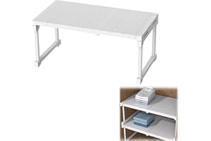 ‎TIELAG Erweiterbares Schrankregal, Verstellbare Kleiderschrank Organizer Rack, Stapelbar Aufbewahrungsorganizer Teleskopregal, Nagelfrei Teleskop Regaltrenner, T 42cm, H 32cm, Verstellbare Länge 37-48cm
