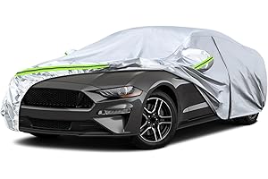 JUDANNA Autoabdeckung Outdoor Wasserdicht Passend für 2005-2025 Ford Mustang, Sommer Vollgarage Autoplane Auto Abdeckplane Outdoor Abdeckung für Regen Sonne Staub UV-Schutz, Silber