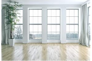 Renaiss 2.5x1.8m Französische Fenster Wohnzimmer Hintergrund Holzboden Leerer Raum Fotografie Hintergrund Pflanzen Moderne Inneneinrichtung Büroeinrichtung Videokonferenz Studio Requisiten