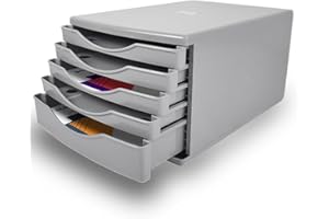 Deflecto Grey Desk Drawer Set - 5 Drawer Organiser - A4 Storage