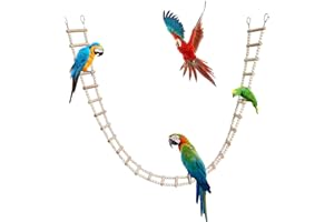 DNOIFNE Vogelleiter-Brückenspielzeug, hölzernes Kleintier-Kletterspielzeug, Vogelkäfig-Zubehör für Vögel Papageien Kakadus Pfingstrosen Graupapageien Aras Sittiche Hamster Ratten (28 Stück Leiter) (157 cm)