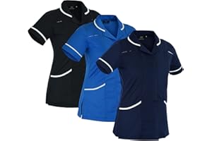 APEXWEAR Women’s Healthcare Tunic – Rounded Collar Nurses Tunic Uniform – Nursing Coat with Two Lined Pockets and Side Vents, Short Sleeves,