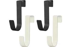 Elkflee 4Pcs Over Door Hooks Single Stainless Steel Hanger Reversible Over Cabinet Drawer Hooks Heavy Duty Metal Door Hangers for Bedroom Bathroom Kitchen Wardrobe Hanging Coat Towel Bag Robe Clothes