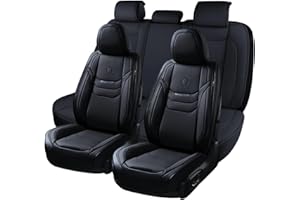 ‎COVERADO Coverado Sitzbezüge Auto Leder Komplettset, Wasserdichtes Autositzbezüge für 5-Sitze mit geprägten Körnern, Universell Sitzbezug Auto Sitzschoner Kompatibel für Limousinen SUV Pickup LKW, schwarz