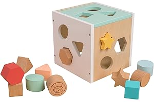 TP Toys Cube d’Activités en Bois FSC Owl & Fox – Trieur de Formes Éducatif – 14,9 x 14,7 x 14,9 cm – Dès 12 Mois