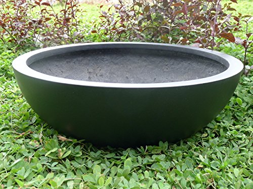 Pflanzschale NOVA aus Fiberglas in schwarz-anthrazit, Blumenschale, Pflanzgefäße, Dekoschale, Pflanzkübel (Ø34 x H12cm) - 5