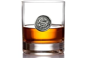 ENGLISH PEWTER COMPANY SHEFFIELD, ENGLAND English Pewter Company 11oz Whisky Glass Tumbler with Monogram Initial - Personalised Gift with Your Choice of Initial (S) [MON119]