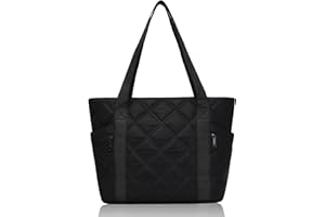 Aucuu Puffer Tote Bag, torba na zakupy, damska, duża, pikowana torba z zamkiem błyskawicznym, torba na ramię, do szkoły, pracy, podróży