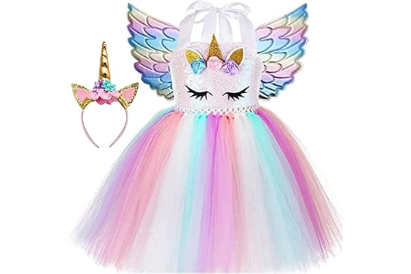 Sincere Party Robe tutu licorne princesse pour filles pour fête d'anniversaire, Halloween, carnaval, occasions de déguisement sur le thème de la licorne