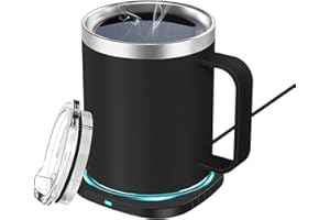 Lamker 2 in 1 300ml Tassenwärmer Getränkewärmer Set USB Anschluss Elektrischer Kaffeetassenwärmer Edelstahl Heizbecher für Zuhause Büro zum Erwärmen von Kaffee Tee Konstante Temperatur 55°C/131°F