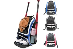 FRGITYGIFT Sac de baseball pour jeunes adultes, support de sac à dos de baseball léger avec compartiment à chaussures, sac à dos étanche pour batte de baseball avec crochet de clôture pour équipement