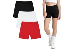 Alaoo Shorts under klänning för flickor, set med 3 cykelshorts korta leggings med elastiskt midjeband byxor, barn korta byxor gymnastik lätta och bekväma dansande sportshorts