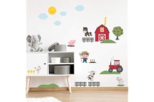 My Nametags® Adesivi Murali Fattoria | Decalcomanie da Parete Rimovibili e Riposizionabili | Decorazioni da Muro per Bambini, Camera da Letto, Cameretta