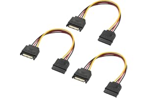 BOLONGKING 3-pak przedłużacz SATA SATA 15-pinowy zasilacz męski do żeńskiego przedłużacza kabel adapter do SSD, HDD, PCI-E, dysk twardy