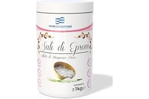 CHEMICA SOLUTIONS Sali di Epsom 1KG, Solfato di Magnesio Puro per Aromaterapia, Bagno Rilassante, 100% Naturale