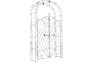 CLP Eisen Rosenbogen Melissa Mit Tor/Tür I Rankbogen Im Landhaus-Stil I Doppeltor Höhe 150 cm I Maße gesamt: B 120 cm, H 220 cm, T 40 cm, Farbe:Bronze