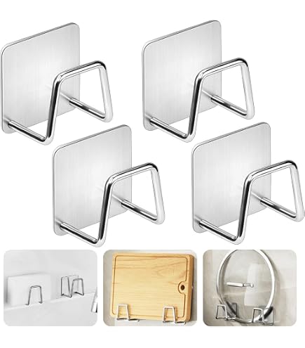 4 Porte-Balais Muraux Autocollants - Support Vadrouille Sans Percer Pour Cuisine/Salle De Bain