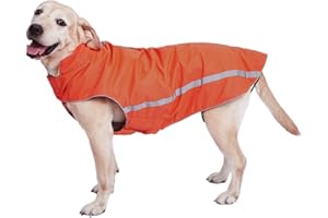 DOCIOTE Manteau Imperméable pour Chiens Manteau Chien Hiver Grande Taille avec Trou de Laisse Gilet en Polaire pour Chien Réfléchissant Vêtements d'hiver Chaude pour Chien de Taille Moyenne Grande Orange 6XL