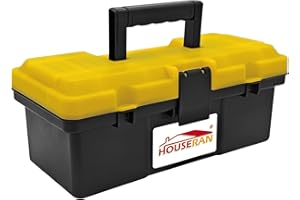 HOUSERAN Tool Box, Portable 12" Plastic Toolbox with Handle, lockable Small Tool Case, Heavy Duty Tool Storage Boxes for Garage, Hobby, Craft