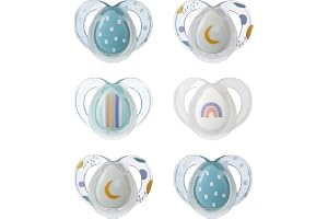 Tommee Tippee Night Time Soothers, Symmetrical Orthodontic Design, BPA-Free Silicone Baglet, 6-18m, Pack of 6 Dummies