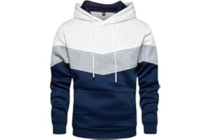 Generisch Sudadera con capucha para hombre, talla M, patchwork, color azul, chaqueta de invierno, calle, informal, deportiva, suelta, ropa de trabajo, suéter para