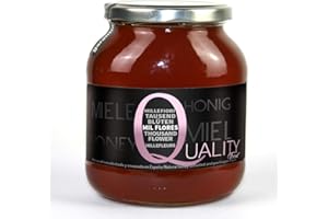 QUALITY ROASTERS COFFEES Miel pura de abeja 100%. Miel cruda de Mil Flores. 1 Kg. Producida en España. Sin pasteurizar ni calentar. Artesana en tarro de cristal. Gran variedad de sabores.