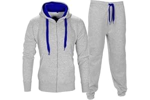 trending babz Unisex Kids Girls Boys Tracksuit Contrast Set Long Sleeve Fleece Zipper Hoodie Top Bottoms Jogging Joggers Gym School Size 7-13 Year