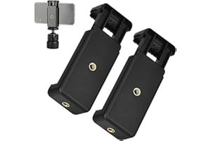 LEIBOCHAO 2 Stück Universal Halterung Stativ Adapter Handy für Phone, Verstellbarer Clip für Telefonhalterung, Stativhandyhalterung 1/4 Zoll Schraubenloch, Handy Stativ Adapter Zubehör