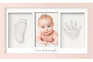 Handavtryck och fotavtryck för bebisar – gipsavtryck, babyhand och fot för nyfödda – handavtryck, babybildram – fotavtryck, baby, gipsavtrycksset (kronljusrosa)