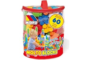 M MOLTO MOLTO | Bolsa de Bloques de 60 Piezas para Preescolar - Juguete Educativo de Construcción para Niños y Niñas | Juego de Construccion | CREA y construye