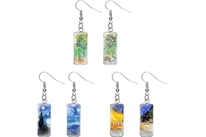 FFDHWU 3 Pairs of Rectangular Drop Earrings, Creative Design Earrings, Vintage Earrings, Ele Earrings, Fashionable Personality Earrings