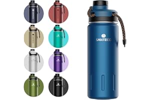 SANTECO Bottiglia Termica 500ml/710ml, Borraccia Acciaio Inox Senza Perdite, Bottiglia d'Acqua Sportiva per Bambini, Scuola, Sport, Campeggio, Yoga, Palestra, Ciclismo, Senza BPA