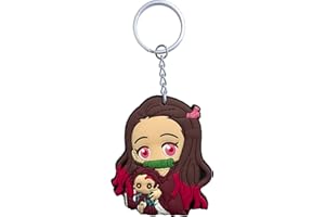 Aurabeam Nezuko Sentado Demonios Cazadores Demons Slayer Llavero Japonés Anime y Manga Figura Colgante Anillo Regalo, rojo, blanco, Talla única