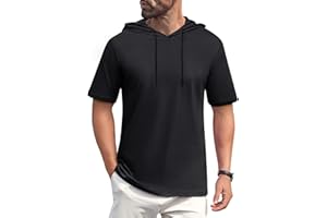 EKLENTSON Mens Hoodies Short Sleeve Lightweight Cotton Athletic T Shirt Breathable Workout Gym Pullover Hooded