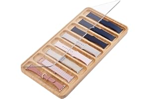 PH PandaHall Uhrenarmband Organizer Aus Holz 8 Schlitze Uhrenarmband Aufbewahrungsbox Tablett Watch Band Display Organizer Mit Acrylklardeckel Für Uhrenarmbändern Männer Frauen Geschenk, 19x37.5x1.7cm