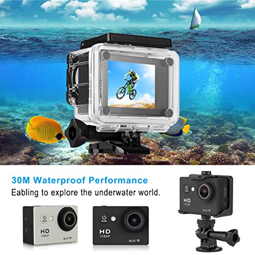 Y8-P Action Kamera sport Kamera 2.0 Zoll Helmkamera WiFi 1080P Action Camera Full HD 30M Wasserdicht Actioncam Kamera H264 12Mp Video Action DV Camcorder sport Camera schwarz - 5