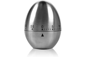 YIQI Timer da cucina meccanico in acciaio inossidabile a forma di uovo fino a 60 minuti per bollire uova e altro - Allarme di breve durata per bambini e altro ancora