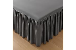 Surwin Betthusse Bettrock, Klassische Volltonfarbe Alles Inklusive Spannbettlaken mit Rüschen, Elastische Tagesdecke, Mikrofaser Weiche Bettlaken für 45 cm Hohes Bett (Dunkelgrau,150x200cm)