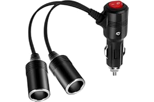 iwontalersy Presa Accendisigari,Adattatore per Accendisigari con Doppio Interruttore Indipendente,1 a 2 Prolunga Accendisigari,per Auto,Barca,Moto