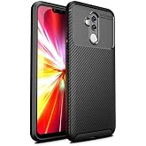 Aksesuarcim Huawei ile Uyumlu Mate 20 Lite Kılıf Silikon İnce Karbon L&uuml;x Parmak İzi Yapmayan Tarz Kapak Siyah