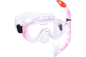 KUYOU Schnorchelset, Kinder Schnorchelset, Taucherbrille mit 180° Panorama Sichtfeld, Tauchmaske, Schnorchelmaske, wasserdichte Schnorchelbrille für Jungen und Mädchen