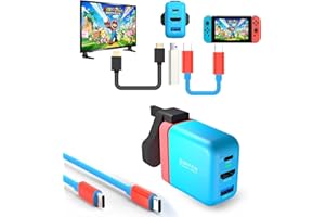 MIRABOX Switch Docking Station Mini Portable TV With 4K@60Hz HD/USB 2.0/PD Fast Charging Ports for Nintendo Switch - USB-C Cable Included, 36W/65W (UK-65W Blue)