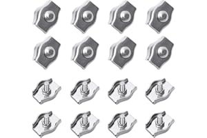 GVSAVY 16 wire rope clips, stainless steel fastening clips, simplex clips, rigging fasteners, for clothesline, banner, awning fastening (M2)