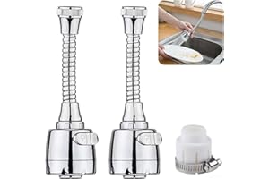 KASESSS 2 Piezas Extensor Grifo Cocina, Alargador Grifo Cocina Rotación de 360°, Flexible Extension Grifo Cocina, 2 Modos Alargador Aireador Grifo Cocina, Difusor Grifo Cocina con Adaptador Universal