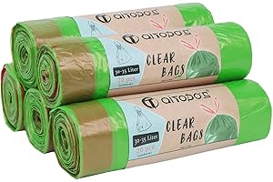 AITODOS TA Aitodos 100PCS Bolsas de Basura, LxH: 50x60cm, Capacidad: 30-35L, Verde, Bolsa de Basura de Polietileno, Adecuada para la Mayoría de los Cubos de Basura Medianos ''30-35L'' (5 Rollos, 20 por Rollo)