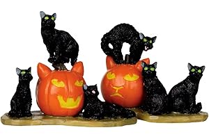 SPOOKY TOWN LEMAX GATTI NERI - HALLOWEEN CATS, SET OF 2 12883