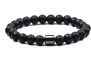 Raffici Anxiety Gemstone Bracelet Natural Stone Hematite Chakra Adjustable Stretch Gemstone Beads Bracelet Protection Luck Prosperity for Women Men Teen Girls Boys Unisex Birthday Gift