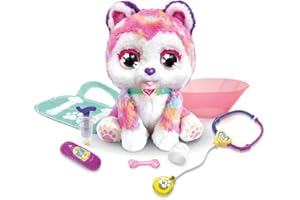 VTech - Rainbow, Mon Chiot Bobo, Peluche Interactive à Soigner , jouer au vétérinaire – Version FR